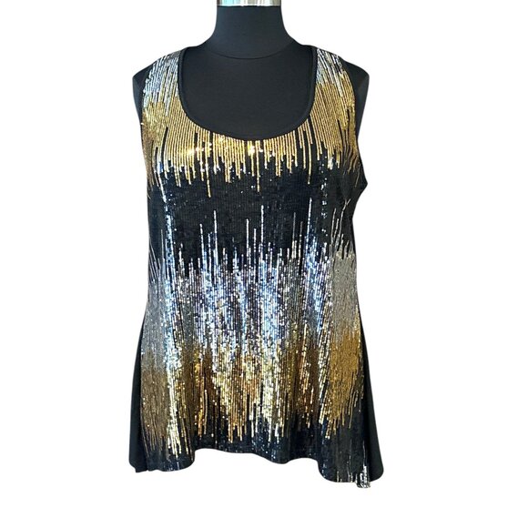 Torrid (Pink Label) Tank with Gold Silver Black Sequins Size 3 - Picture 1 of 7